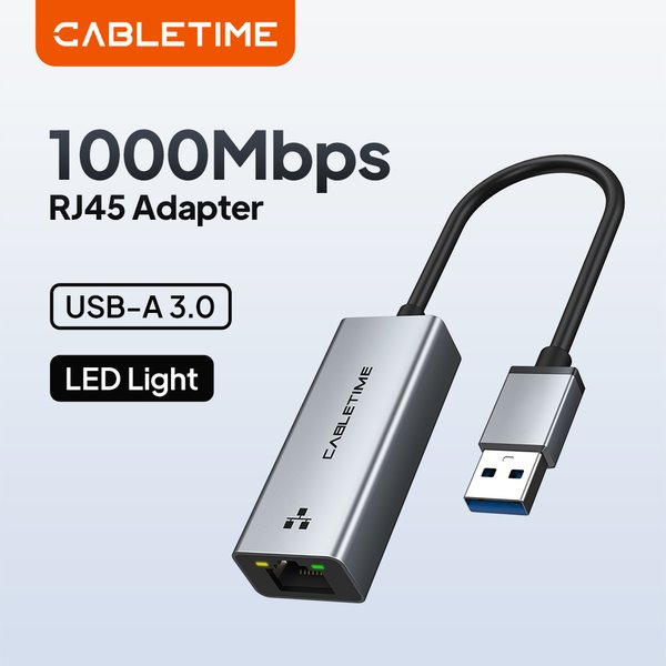 CABLETIME USB-Ethernet-Adapter 100/1000 Mbit/s USB 3.0 RJ45-Netzwerkkarte für MacBook Laptop Internet-Adapter RJ45-Adapter
