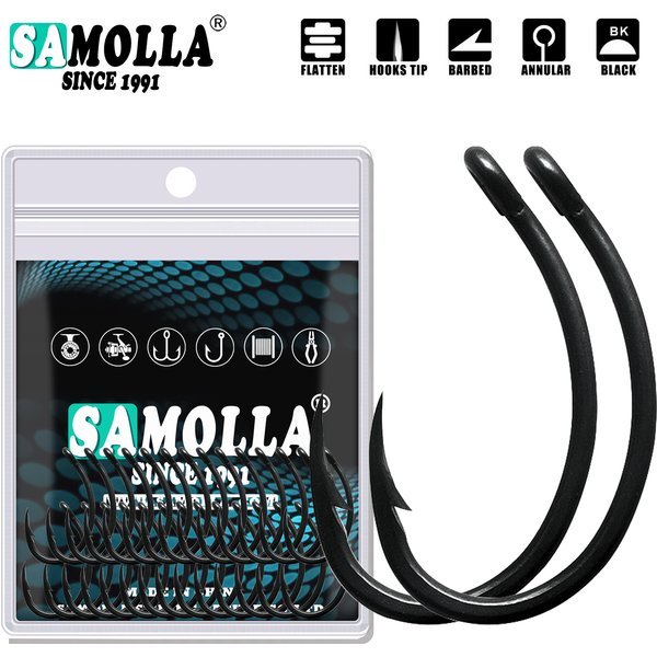 50pcs Carp Fishing Hooks PTFE Coating High Carbon Stainless Steel Barbed Hooks Curved Wide Gape Barbed Strengthen Carp Hook