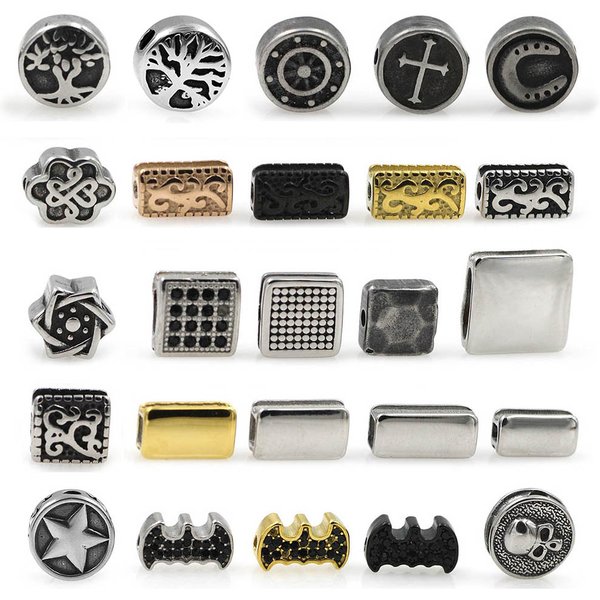 Breloques d'espacement européennes en acier inoxydable, arbre de vie, perles à petits trous pour bricolage, Bracelets de perles, fabrication de bijoux, 4 pièces
