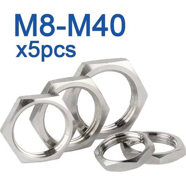 Raccord de tuyau à écrou de blocage hexagonal en acier inoxydable 304, 5 pièces/lot, M8 M10 M12 M14 M16 M18 M20 M22 M24 M25-M40, pas 1mm 1.5mm femelle métrique