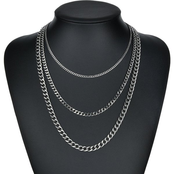 3 stücke Halskette Set für Männer und Frauen Hip Hop Stil Edelstahl sechs seitige Schleifen kubanische Kette minimalist ischen Schmuck