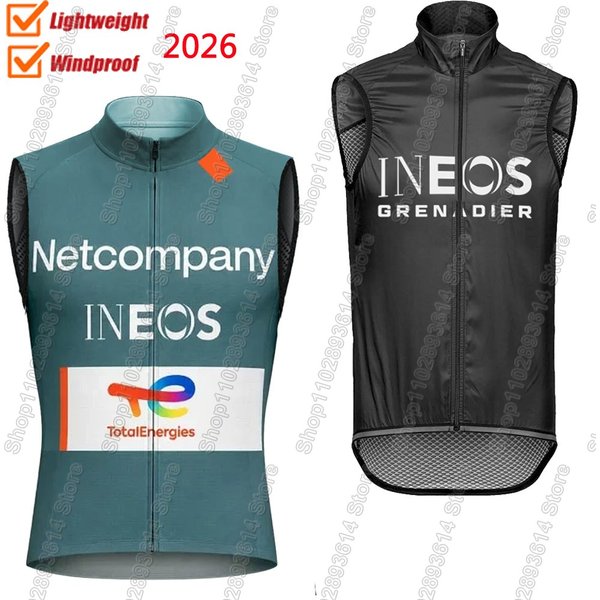 Netcompany-INEOS 2026 Team Windweste Winddicht Leichtgewicht Herren Rennrad-Trikot Ärmellos MTB Ropa Gilet Ropa