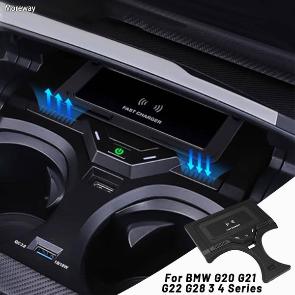 Chargeur sans fil Moreway pour BMW G20 G21 G22 G28 Série 3 4 2020-2024, support de téléphone rapide, fixation pour intérieur de voiture