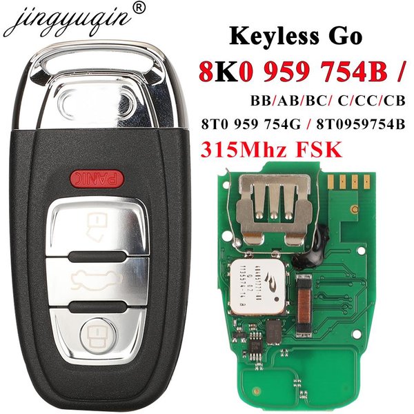 jingyuqin 4 Button Smart Remote Key Keyless Go 315MHz for Audi Q5 A4L A5 A6 A7 A8 RS4 RS5 S4 S5 8T0959754G/B 8K0959754B 754AB/BB