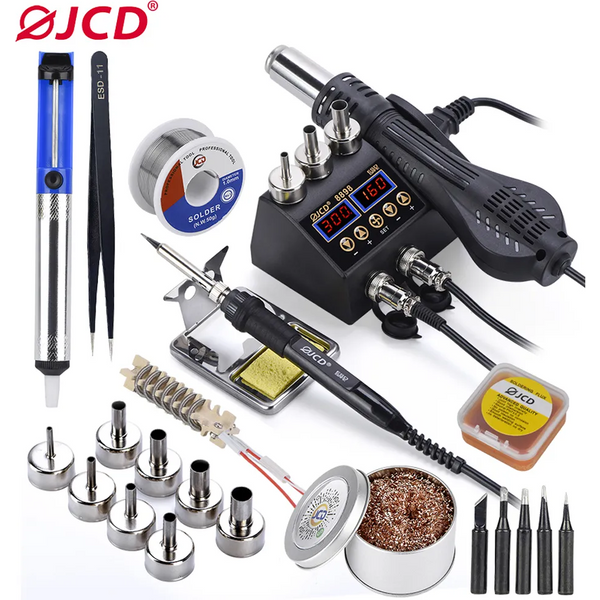 JCD 2 in 1 750W Soldering Station LCD Digital Display Rework Welding Station for Cell-phone BGA SMD IC Repair Solder Tools 8898