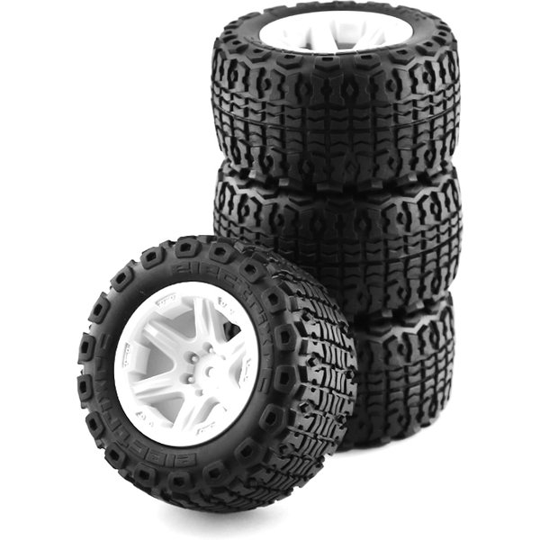 4pcs 104mm Diameter Rubber Wheel Tire Tyre with 12mm Hex For 1/16 MJX Hyper Go H16 16207 16208 16209 16210