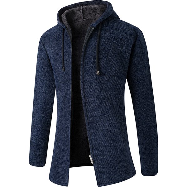 Plus Cashmere Cardigan Coat Sweater Male Korean Version of the Trend in Autumn and Winter Long Sweater Trench Coat