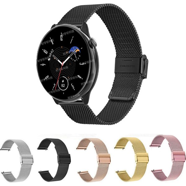 Bracelet milanais en métal pour montre intelligente Amazfit GTR Mini, 20mm, pour Amazfit GTS 4 3 2E 2/Bip U Pro/S Lite, pour femmes