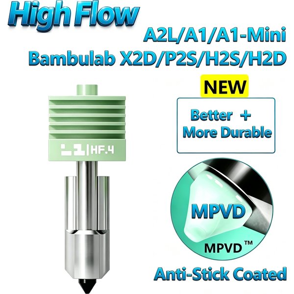 Neues MPVD High-Flow Hotend für Bambu Lab A2L X2D P2S H2D H2S A1 MINI A1 Düsen-Upgrade Antihaftbeschichtung Hohe Härte 3D-Zubehör