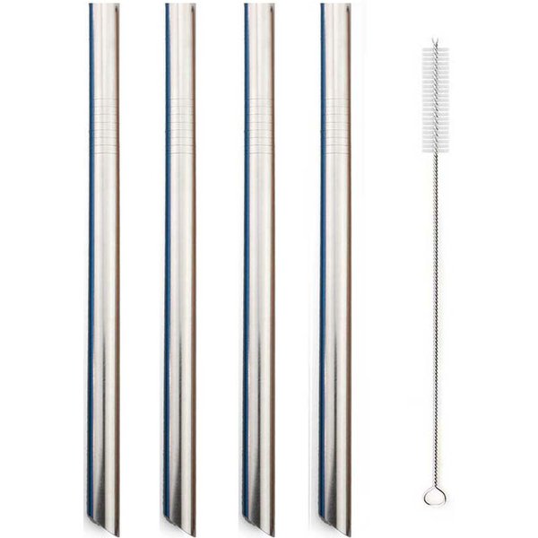 5Pcs Metal Drinking Straw Set Reusable 304 Straw Stainless Steel Straw Wide 12mm Pearl Milkshake Bubble Tea Straw With Brush