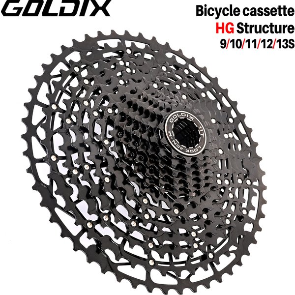 GOLDIX Ultraleichtes Fahrradkassetten-Freilauf, Kohlenstoffstahl, Material 9/10/11/12/13 Geschwindigkeit, HG-Struktur, Kettenrad für Mountainbike