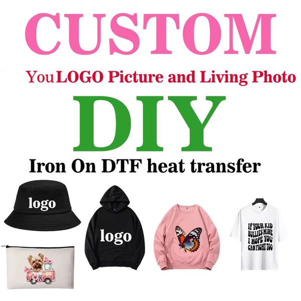 DTF-Wärmeübertragung, individuelles Logo oder Foto, fertig zum Aufdrücken, Bild, Bügeln, Thermoaufkleber, zum Aufbügeln, Kleidung, DIY