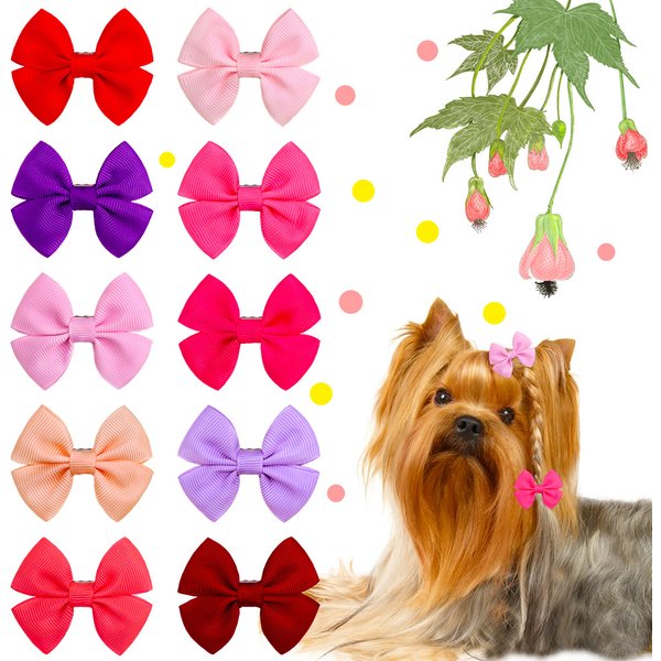 10pcs Dog Bows Solid Dog Accessories Small Dog Hair Clips Dog Grooming Products Pet Dog Hair Accessories Pet Suplies For Dogs