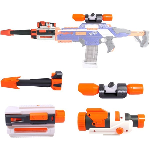 Toy Gun Modification Accessories Set for Nerf N-strike Elite Series Muffler Tail Stock Flashlight Universal Toy Gun Accessories