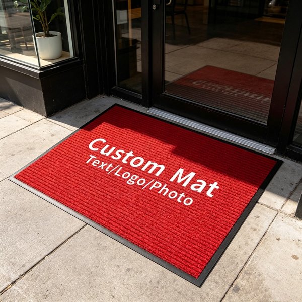 Tapis d'entrée personnalisé pour entreprise, grand format, rayé, en caoutchouc, absorbant l'eau