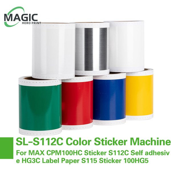 SL-S112C Für MAX Farbaufklebermaschine CPM-100HG5C/100HG3C Aufkleber S112C Selbstklebendes HG3C Etikettenpapier S115 Aufkleber 100HG5