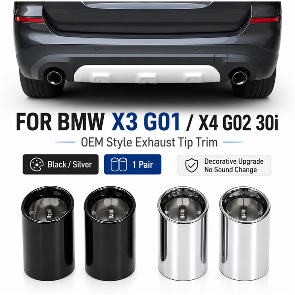 For BMW X3 G01 X4 G02 30i 2019-2022 Exhaust Tip 90mm Stainless Steel Muffler Tip Cover Black Silver OEM Look Exhaust Trim