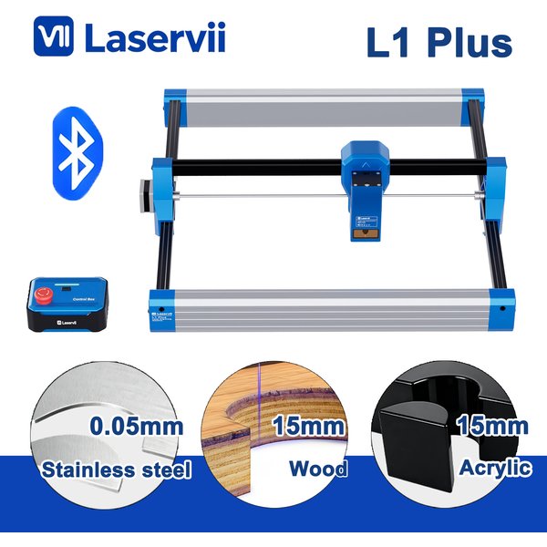 Laservii L1 Plus Diodenlaser-Graviergerät 420x420mm Bluetooth-App-Steuerung 12000mm/min Kompatibel mit LightBurn LaserGRBL für Holz, Metall, Acryl, Leder Lasergravurmaschine