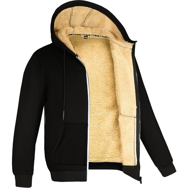 Veste à capuche en laine d'agneau pour homme et femme, manteau chaud, manches longues, sweats à capuche zippés, décontracté, sport, sourire, noir, hiver