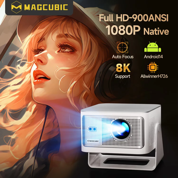Projektor Magcubic Auto Focus Android14 4K 900ANSI 8K Natywalne 1080P HY350Max z Wifi6 BT5.4 16G Allwinner H726 Przenośny Zewnętrzny