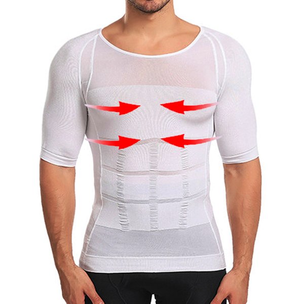 Männer Body Shaper Fitness Elastische Bauch Eng Anliegende Kurzarm Shirt Tank Tops Form Unterwäsche Abnehmen Titten Gestaltung