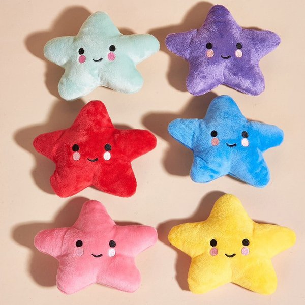 Lot de 6 jouets en peluche pentagramme couineurs pour chiots et chiens de petite et moyenne taille, pour mâcheurs agressifs, accessoires pour chiots