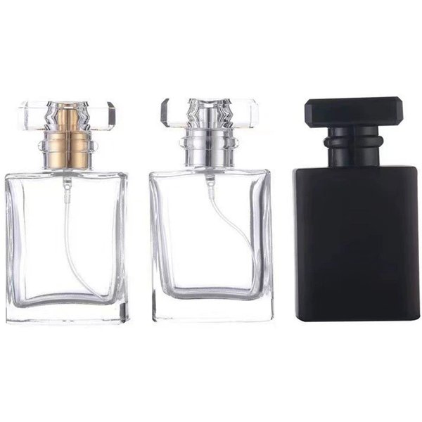 Bouteilles de parfum noires transparentes de 50ml, 5 pièces, 10 pièces, 20 pièces, bouteilles de pulvérisation en verre de poche de voyage, bouteilles vides, flacon pulvérisateur de brume