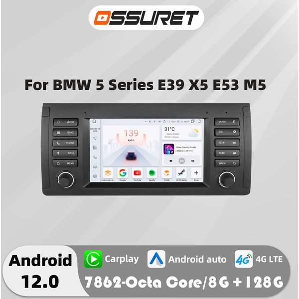 7 "2din android 12 autoradio für bmw 5 series е39 x5 e53 m5 1997 2013-2016 Multimedia-Player Auto 4g Carplay Auto GPS Stereo-Radio