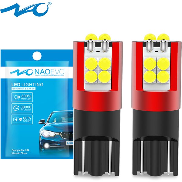 NAO 2x T10 LED Super Helle Glühbirne W5W Anti Fehler CANBUS Lampe 6000K Weiß Bernstein Rot 5W5 700LM 12V 24V Auto Marker Umriss Lichter