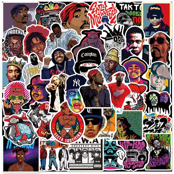 Autocollant Graffiti Rap de la côte ouest de l'est, 50 pièces, pour valise, guitare, voiture, ordinateur, réfrigérateur, tasse d'eau, casque