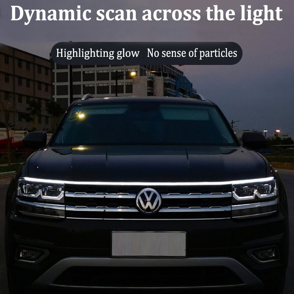 Dynamic White Led Car Hood Light Strip Universal Car Decoration Light Flexible Headlight Auto Daytime Running Light Bar DRL 12V