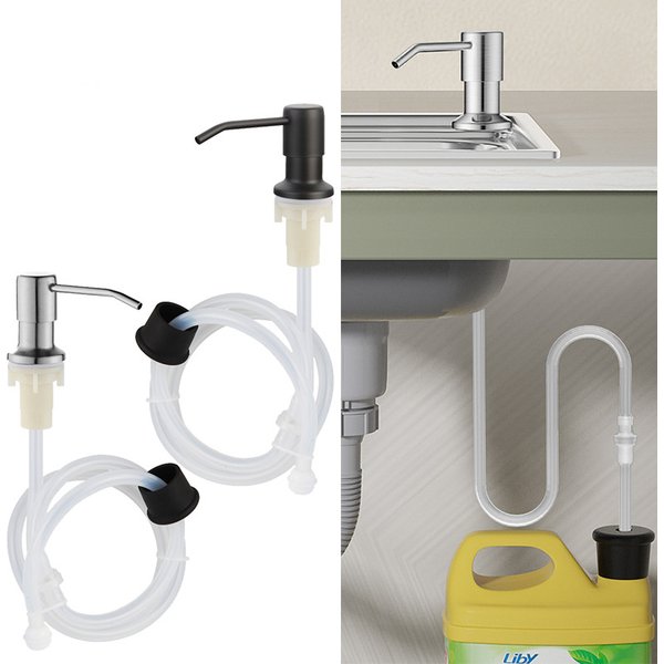 304 Stainless Steel Kitchen Sink Soap Dispenser Extension Tube Dish Soap Press Pump Head Outlet Head Extender 350/500ML
