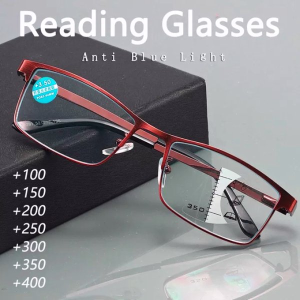 Multi-fokus Lesebrille für Männer Frauen Progressive Anti-blau Licht In Der Nähe Von Weit Lesebrille Anti-strahlung metall Rahmen