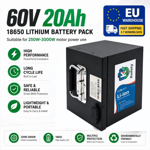 18650 Lithium-Ionen-Akku 60V 20000mAh Wiederaufladbarer Akku mit tragbarem Controller für 500-3000W Elektroroller Elektrofahrrad Motor EU-Lokallager 3-7 Tage Lieferzeit