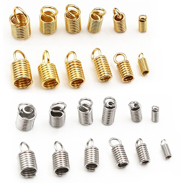 30-100pcs Stainless Steel Spring Crimp Clasps Leather Cord Ends End Caps Connectors For DIY Bracelet Necklace Jewelry Making
