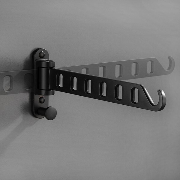 Schwarz Folding Trocknen Rack Wand Montiert Teleskop Kleidung Rack Indoor Und Outdoor Einfache Kleiderbügel Kleidung Haken