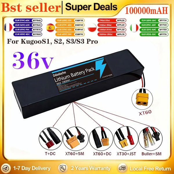 100% neuf pour pack de batteries 36V 10S3P 18650 Kugoo S2/S3/S4 9000mAh pour trottinette électrique avec carte BMS