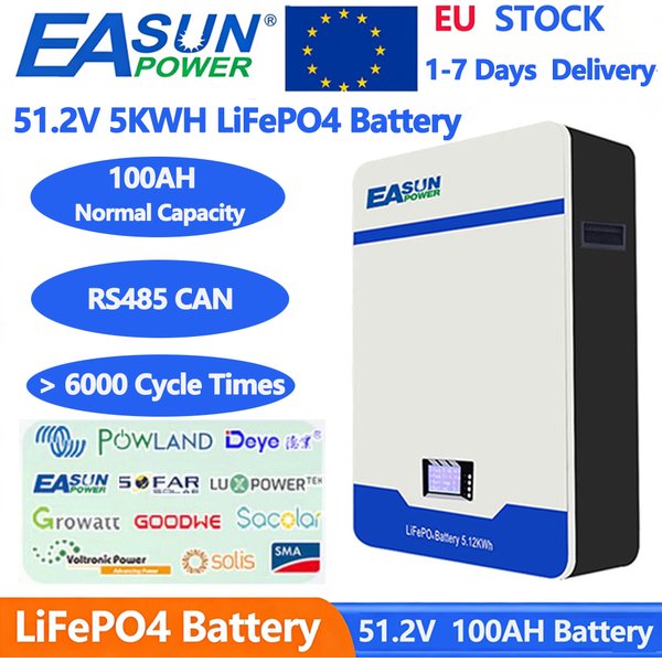 EASUN LiFePO4 48V 100AH Akku 6000+ Zyklen Bluetooth 51.2V 5KW Lithium-Batterie Solarenergiespeicher BMS für Wechselrichter EU-Lagerbestand