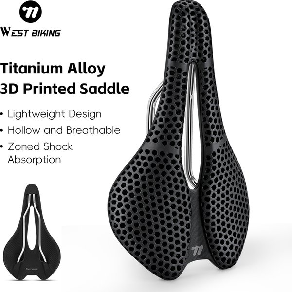 WEST BIKING 3D-Gedruckter Fahrradsattel T700 Carbonfaser Titan-Legierung Cr-Mo Sitzbügel Komfort-Polster für Rennräder 145/150mm