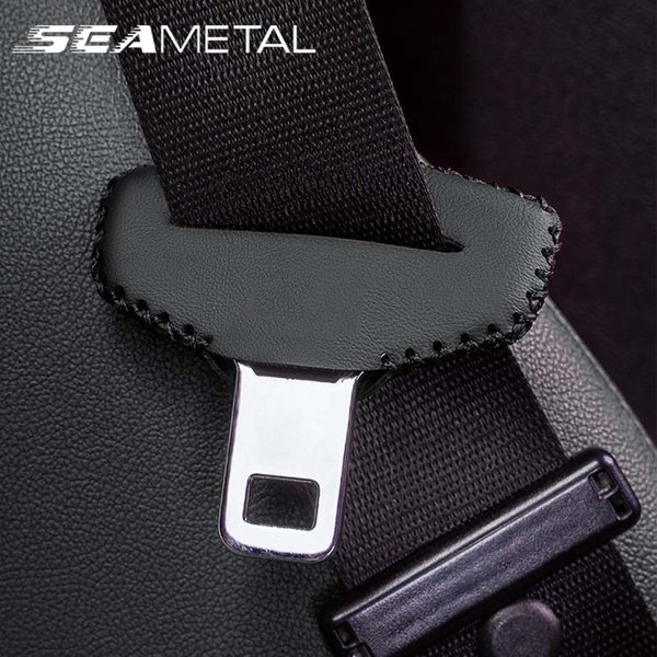 SEAMETAL – housse Anti-collision pour ceinture de sécurité de voiture, étui à boutons en cuir, housse de protection pour ceinture de sécurité automobile, accessoires de manchon