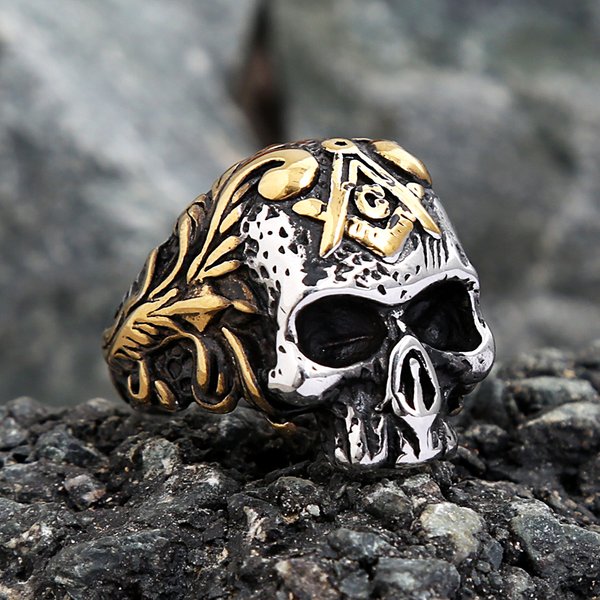 Bagues Vintage templier en forme de crâne maçonnique pour hommes, en acier inoxydable 316L, chevalière franc-maçon AG, Punk Biker, bijoux à la mode, cadeaux de fête