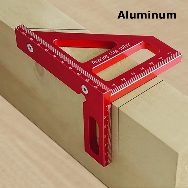 Kątownik stolarski - Kątomierz stolarski z aluminium/plastiku, linijka 3D wielokątowa do pomiaru kątów 45/90 stopni.