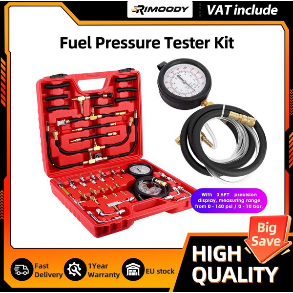 Podofo TU-443 Kraftstoffeinspritzungs-Prüfmanometer Benzin-Kraftstoffdruck-Tester Werkzeugset für Auto LKW SUV Motorrad