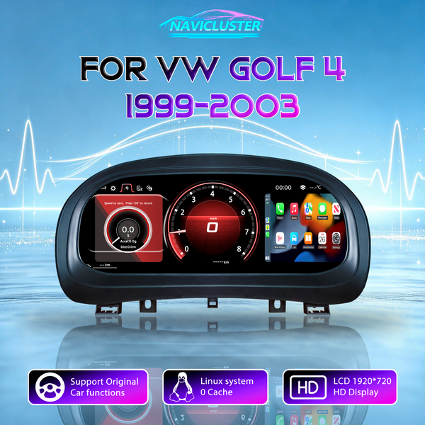 HD-Bildschirm 1920*720 Tachometer Linux LCD Digitales Armaturenbrett für VW Volkswagen Golf 4 MK4 Bora Jetta Baujahre 1999-2003 Kombiinstrument Armaturenbrett Cockpit