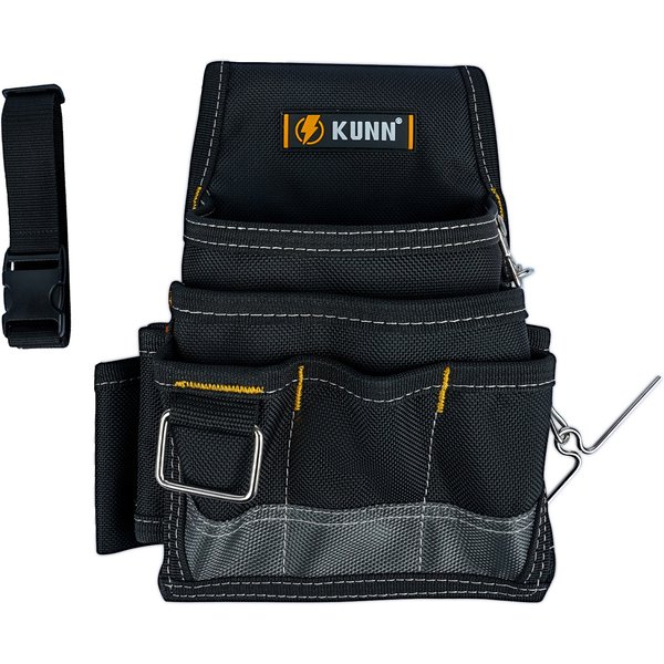 KUNN Pochette à outils pour électricien, pochettes à outils durables 1680D avec clip de ceinture, pochette d'électricien professionnel pour commerçant d'entretien