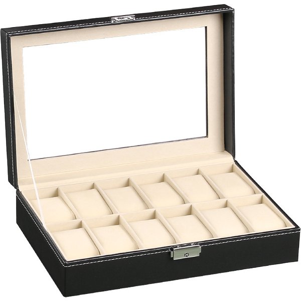 Boîte de présentation de montre-bracelet en cuir PU, étui de rangement de support de montre, 20 emplacements, 61012, cadeaux 138 pour hommes