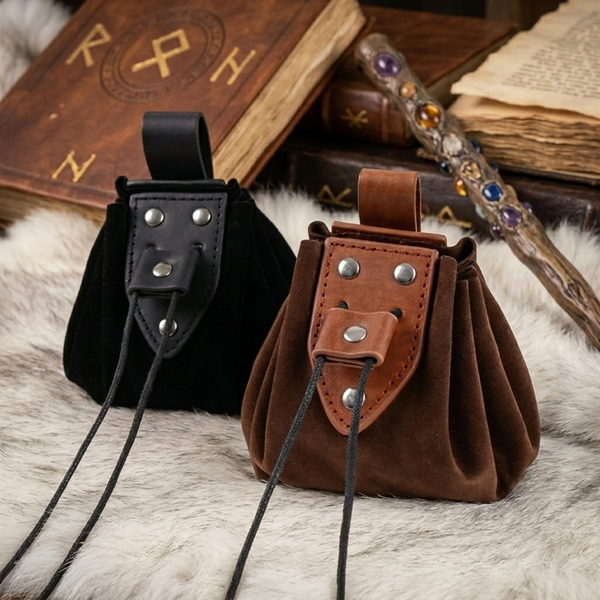 Mittelalterliche Renaissance-Gürteltasche Keltische Wikinger-Münztasche Zugschnur-Beutel Unisex für Renaissance-Messen Cosplay