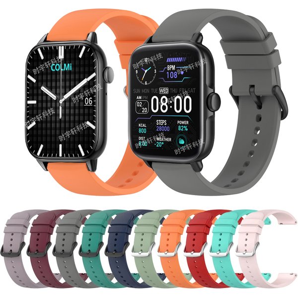 Bracelet de montre intelligente de Sport de remplacement en Silicone de 20mm pour Bracelet COLMI C60 C61 pour COLMI P8/P8 Mix/P28 Plus/V23/M40/i20
