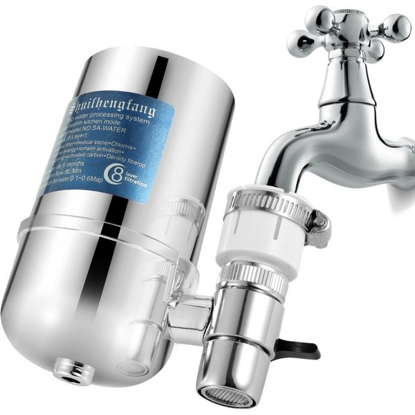 Faucet Water Filter Faucet Mount Water Filtration System Household Kitchen Water Purifier Tap Water Filter, Reduce Chlorine