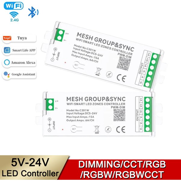 Tuya Smart Zigbee WiFi Bluetooth Ściemniacz LED Głośnik Alexa Synchronizacja Zonowa Muzyki RGB RGBW CCT Kontroler Taśmy LED DC12V-24V